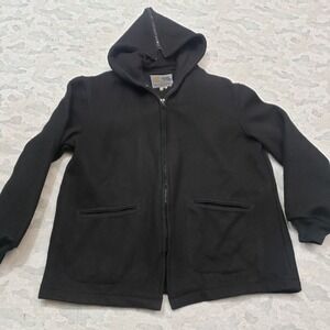 VTG West Point Cadet Uniform Factory Jacket Mens 46 Black Wool Zip Split Hood